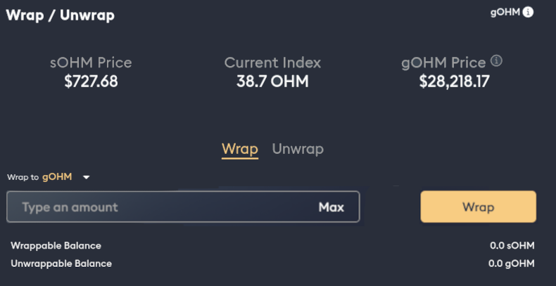 Enter the sOHM amount